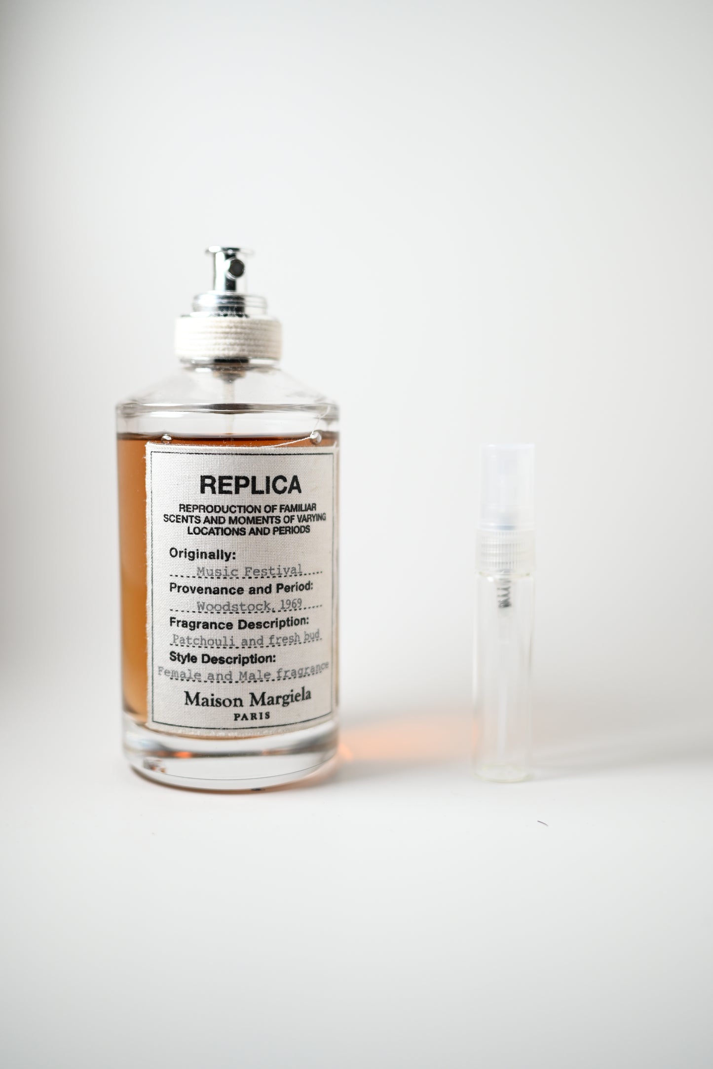 Maison Margiela Music Festival Bottle Next to 5ML Decant - Perfumes de Adrian
