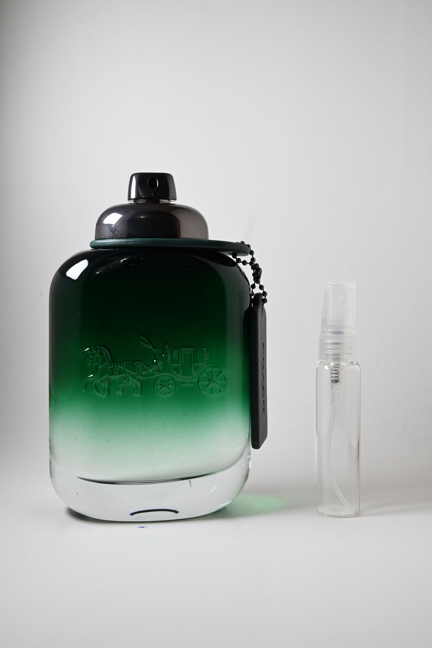 Coach Green EDT Bottle Next to 10ML Decant - Perfumes de Adrian