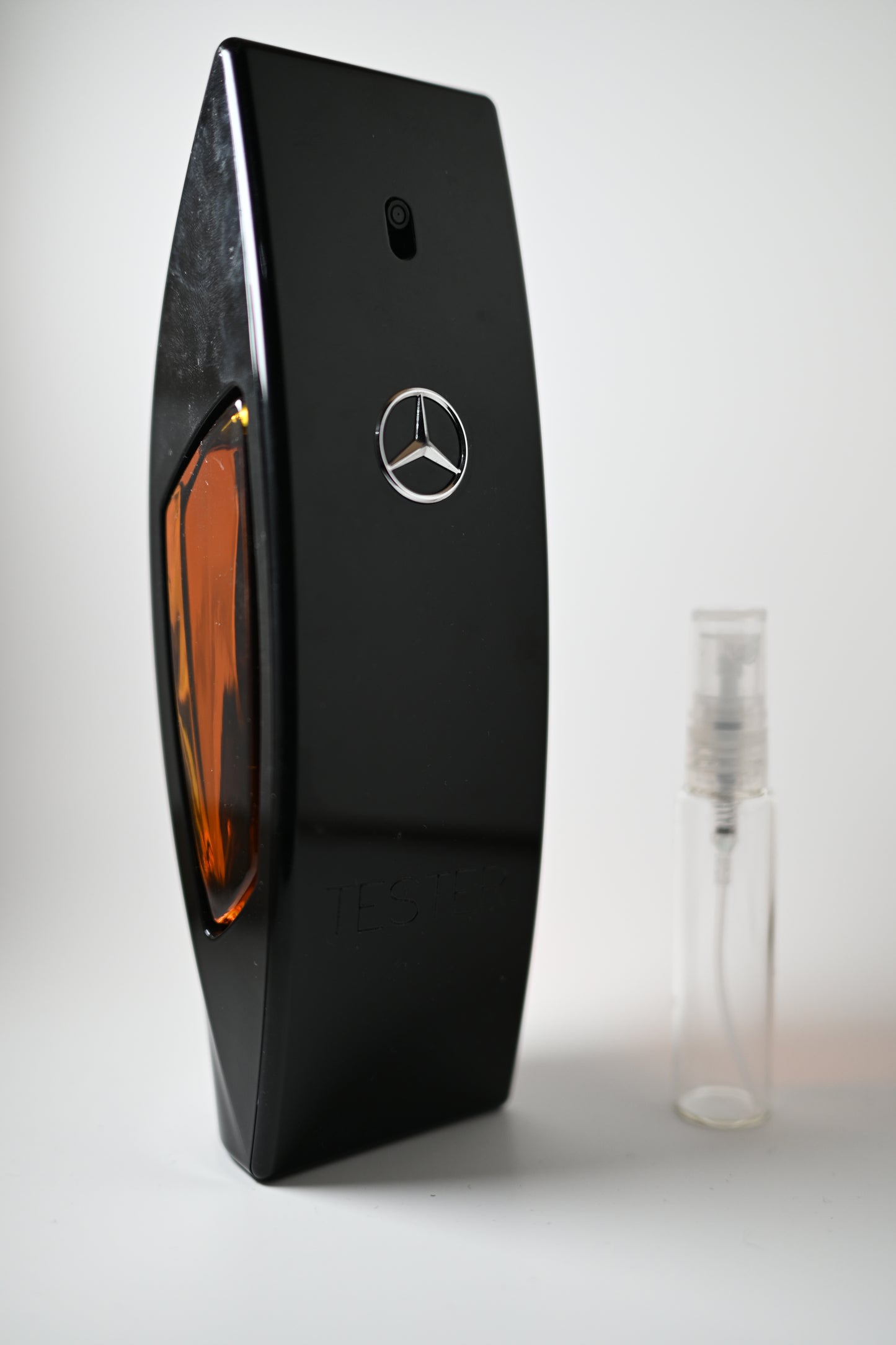 Mercedes-Benz Club Black Bottle Next to 10ML Decant - Perfumes de Adrian